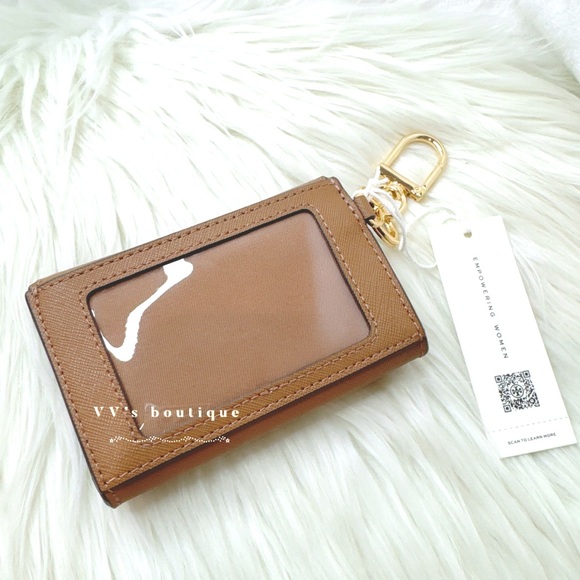 NWT Tory Burch Emerson Flap Card Case ID Saffiano Leather Moose Brown 157146 - Picture 2 of 5